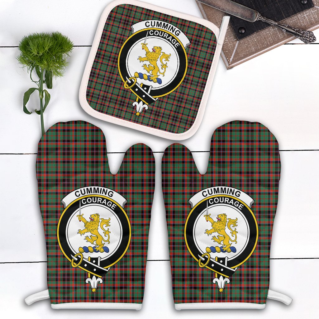Clan Cumming Hunting Ancient Tartan Crest Oven Mitt And Pot Holder (2 Oven Mitts + 1 Pot Holder) OW93 Clan Cumming Tartan Today   