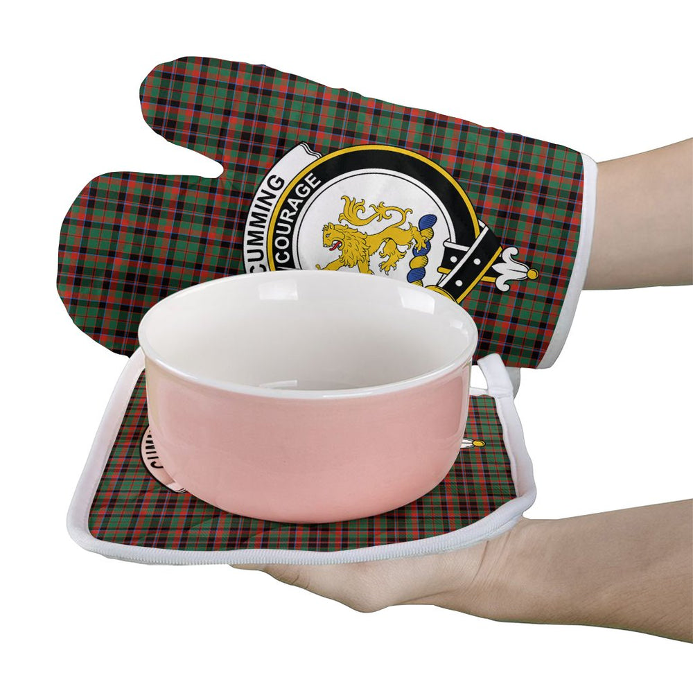 Clan Cumming Hunting Ancient Tartan Crest Oven Mitt And Pot Holder (2 Oven Mitts + 1 Pot Holder) OW93 Clan Cumming Tartan Today   