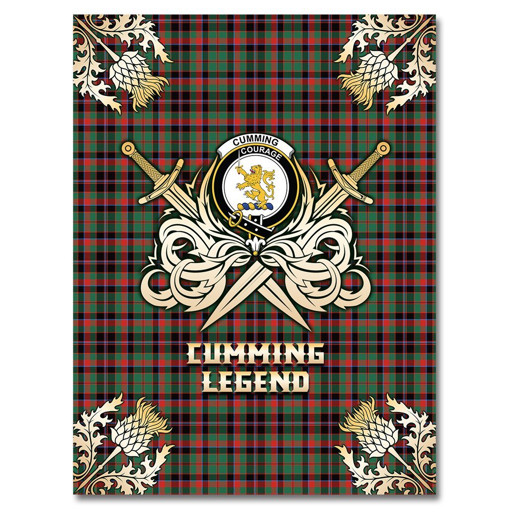 Clan Cumming Hunting Ancient Tartan Gold Courage Symbol Blanket AV17 Clan Cumming Tartan Today   