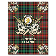 Clan Cumming Hunting Ancient Tartan Gold Courage Symbol Blanket AV17 Clan Cumming Tartan Today   