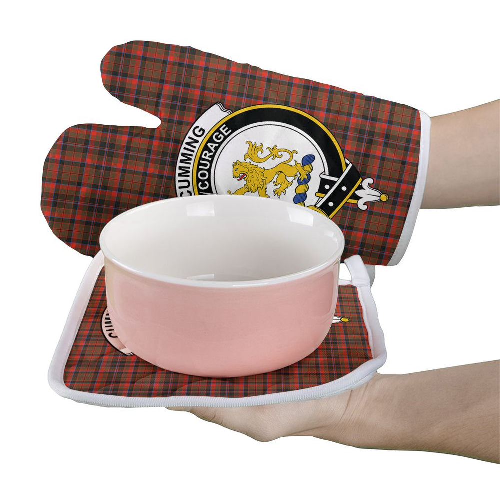 Clan Cumming Hunting Weathered Tartan Crest Oven Mitt And Pot Holder (2 Oven Mitts + 1 Pot Holder) XC67 Clan Cumming Tartan Today   
