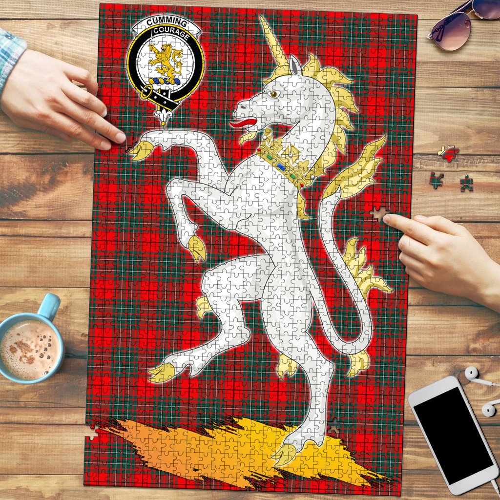 Clan Cumming Modern Tartan Crest Unicorn Scotland Jigsaw Puzzles Gift For Family BW49 Clan Cumming Tartan Today   