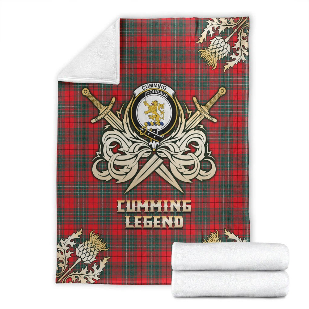 Clan Cumming Modern Tartan Gold Courage Symbol Blanket QO44 Clan Cumming Tartan Today   