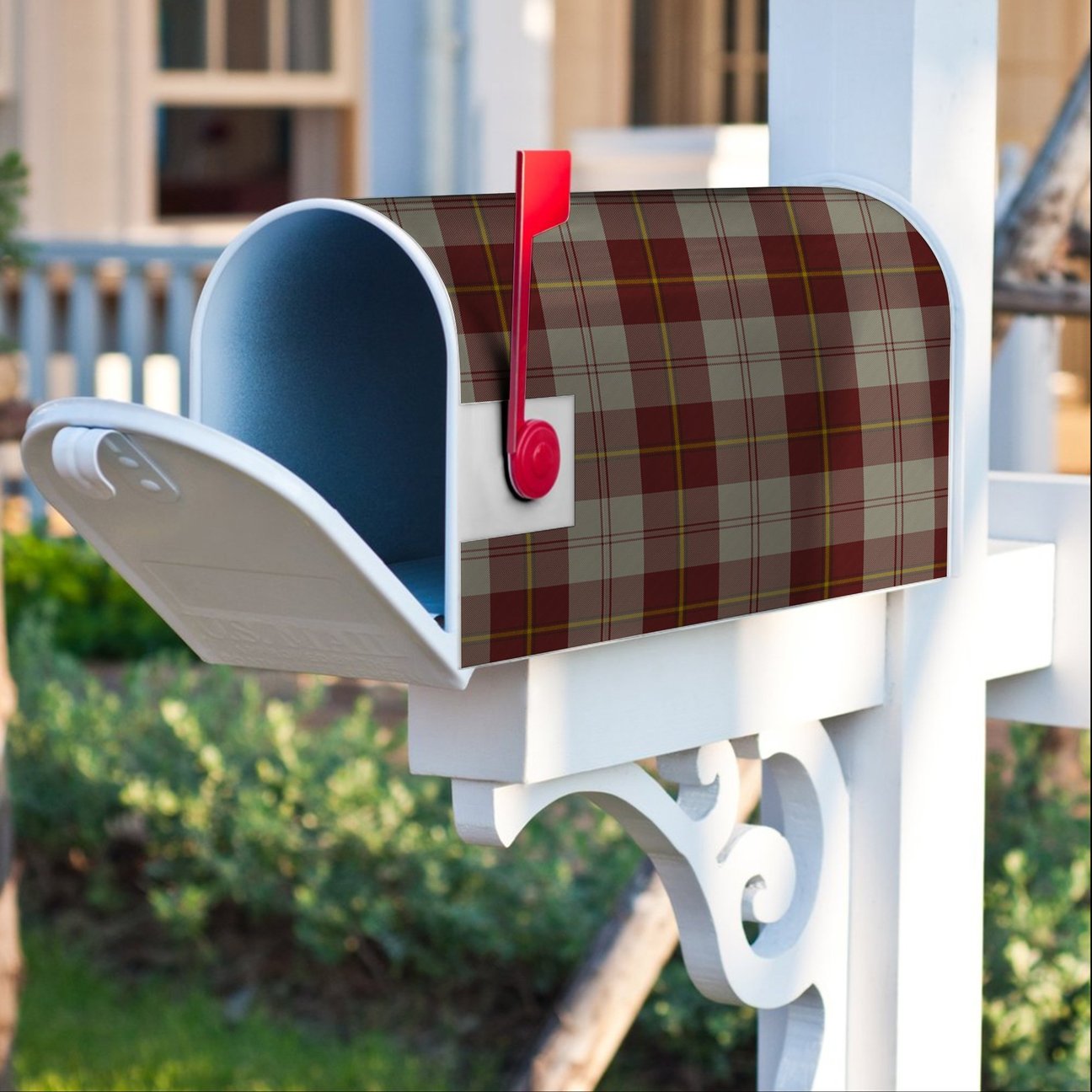 Clan Cunningham Burgundy Dancers Tartan Crest Mailbox EY16 Clan Cunningham Tartan Today   