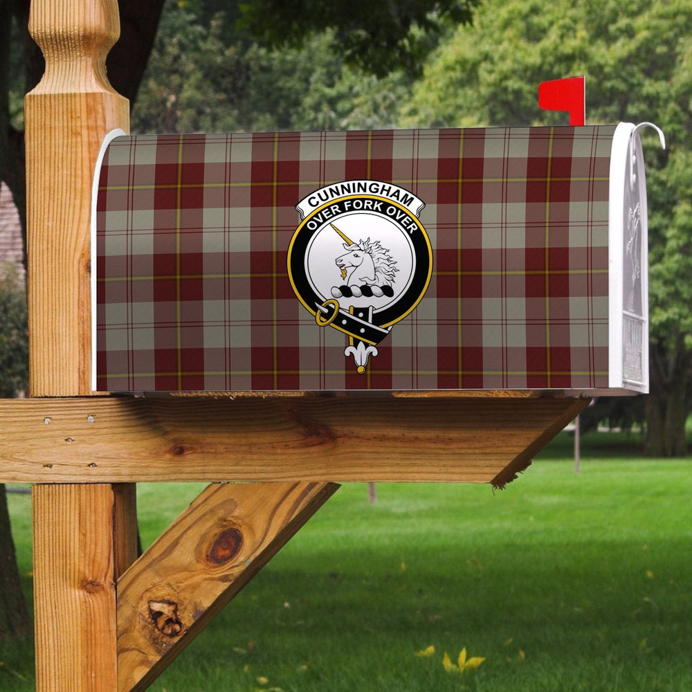 Clan Cunningham Burgundy Dancers Tartan Crest Mailbox EY16 Clan Cunningham Tartan Today   