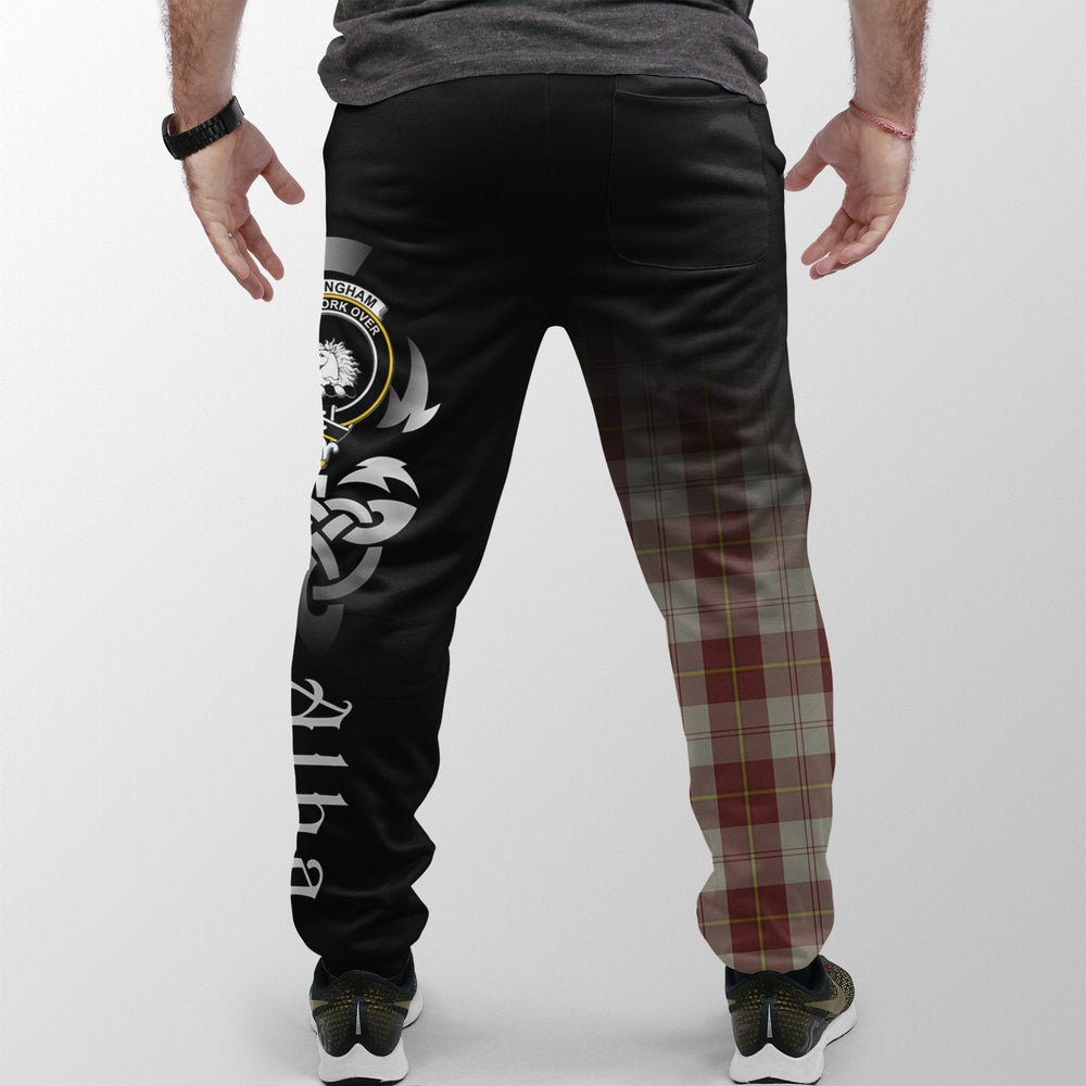 Clan Cunningham Burgundy Dancers Tartan Crest Jogger Sweatpants  Alba Celtic Style MP90 Clan Cunningham Tartan Today   
