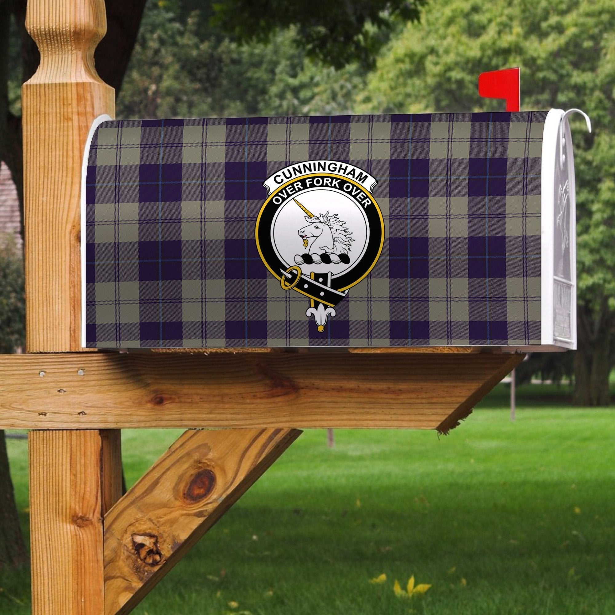 Clan Cunningham Dress Blue Dancers Tartan Crest Mailbox FP41 Clan Cunningham Tartan Today   