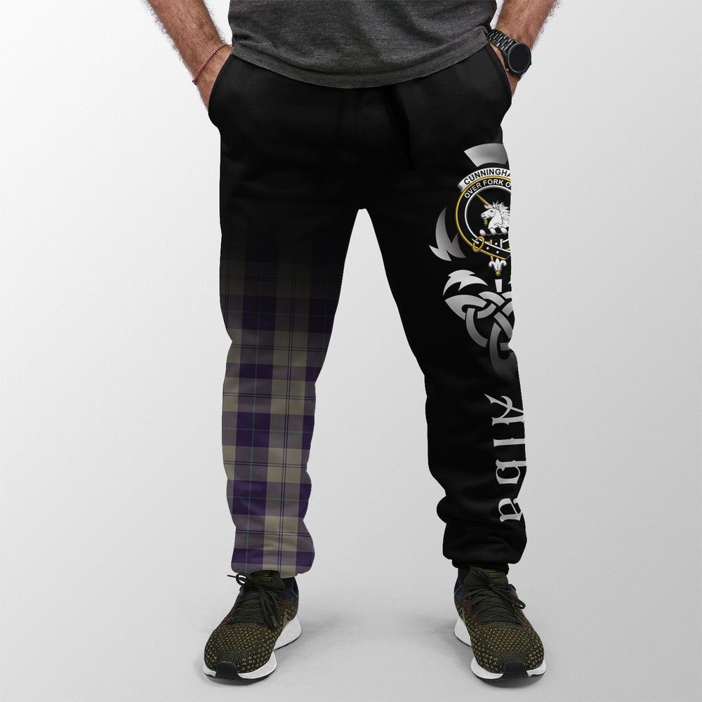 Clan Cunningham Dress Blue Dancers Tartan Crest Jogger Sweatpants  Alba Celtic Style AD98 Clan Cunningham Tartan Today   