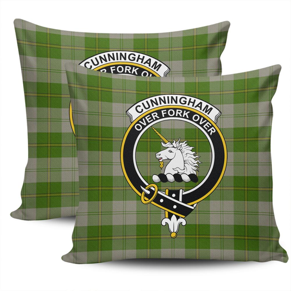 Clan Cunningham Dress Green Dancers Tartan Crest Pillow Cover RM37 Clan Cunningham Tartan Today   