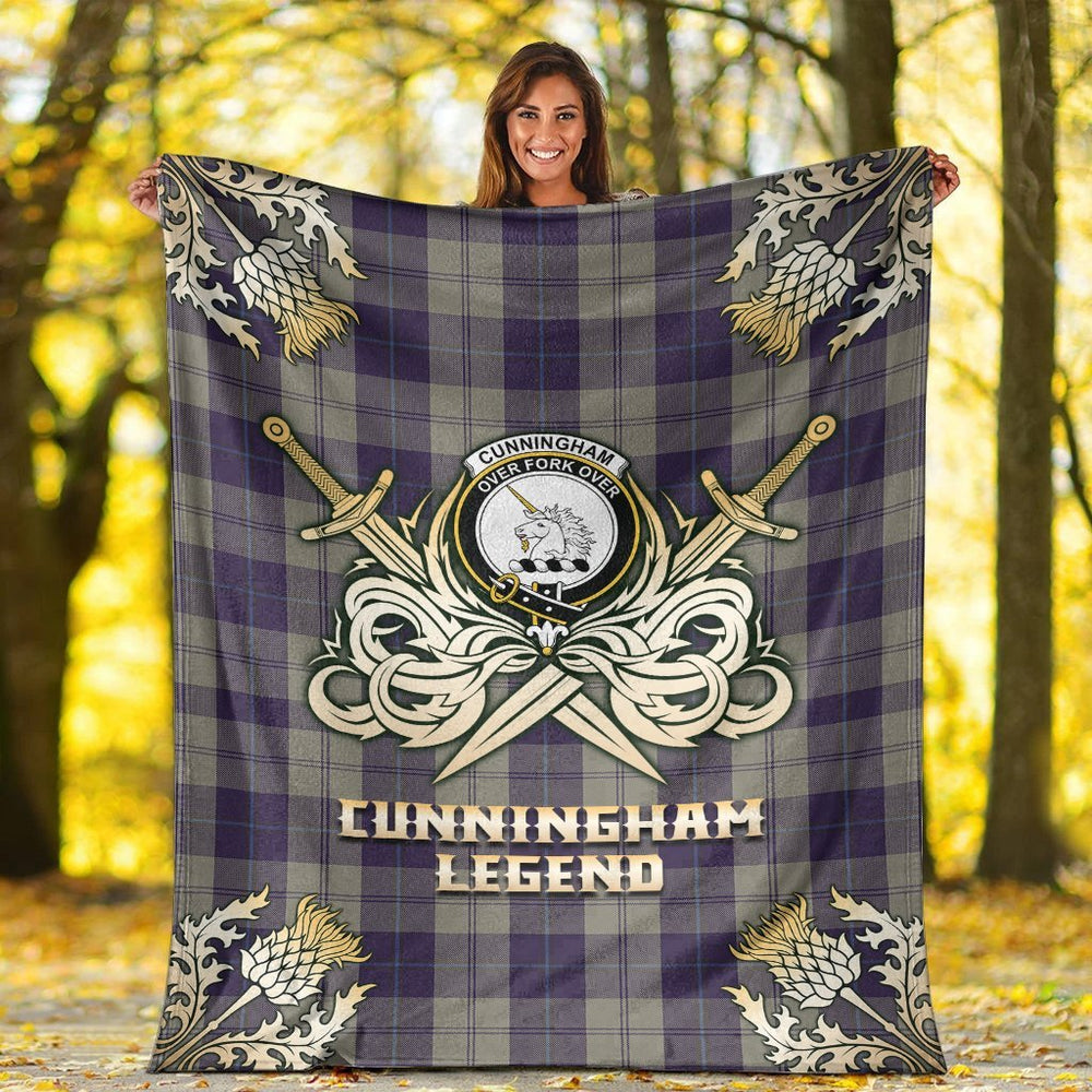 Clan Cunningham Dress Blue Dancers Tartan Gold Courage Symbol Blanket RX19 Clan Cunningham Tartan Today   
