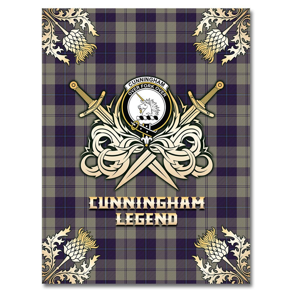 Clan Cunningham Dress Blue Dancers Tartan Gold Courage Symbol Blanket RX19 Clan Cunningham Tartan Today   