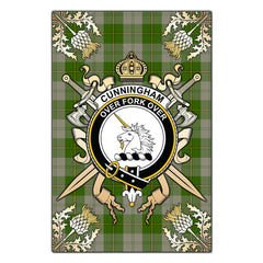 Clan Cunningham Dress Green Dancers Tartan Crest Black Garden Flag  - Gold Thistle  CW79 Clan Cunningham Tartan Today   