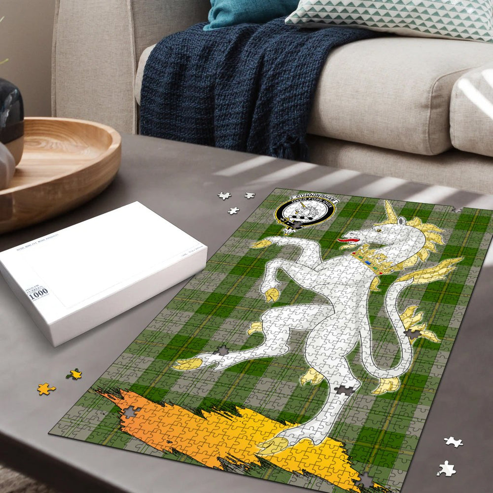 Clan Cunningham Dress Green Dancers Tartan Crest Unicorn Scotland Jigsaw Puzzles Gift For Family BD24 Clan Cunningham Tartan Today   