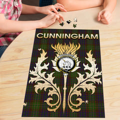 Clan Cunningham Hunting Modern Tartan Crest Thistle Jigsaw Puzzles Gift For Family AZ58 Clan Cunningham Tartan Today   