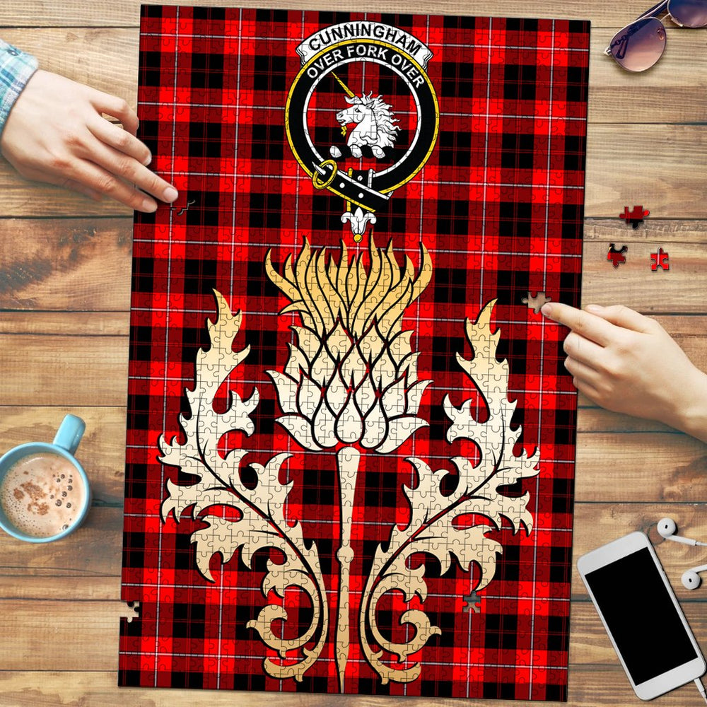 Clan Cunningham Modern Tartan Crest Thistle Jigsaw Puzzles Gift For Family ZD41 Clan Cunningham Tartan Today   