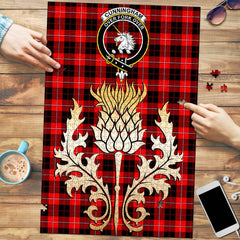Clan Cunningham Modern Tartan Crest Thistle Jigsaw Puzzles Gift For Family ZD41 Clan Cunningham Tartan Today   