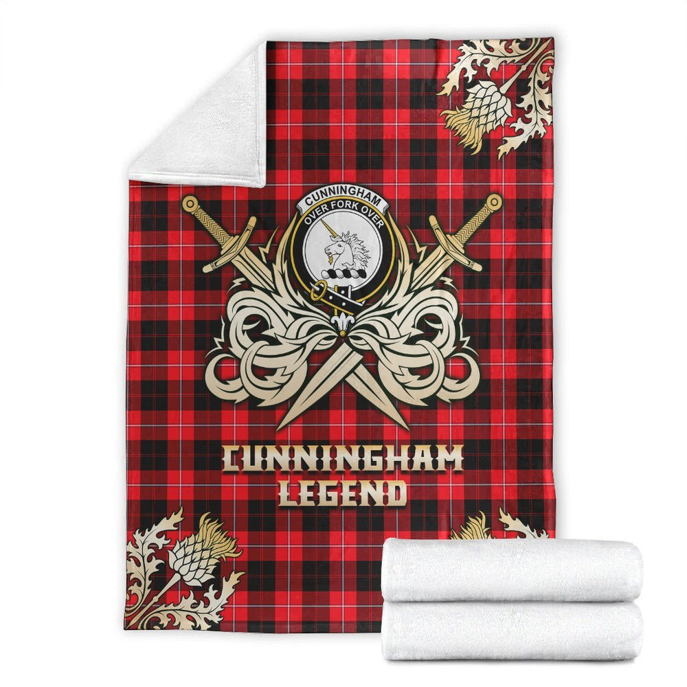 Clan Cunningham Modern Tartan Gold Courage Symbol Blanket MB26 Clan Cunningham Tartan Today   
