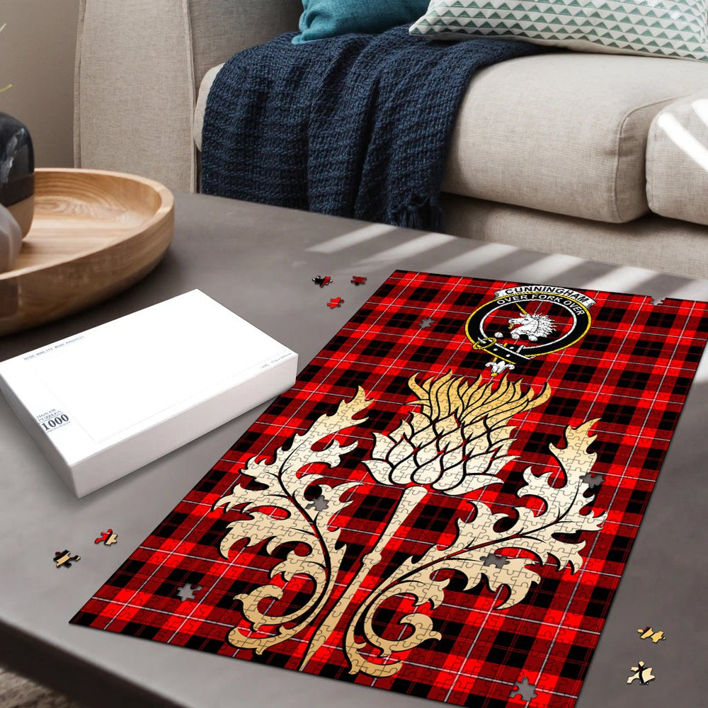 Clan Cunningham Modern Tartan Crest Thistle Jigsaw Puzzles Gift For Family ZD41 Clan Cunningham Tartan Today   