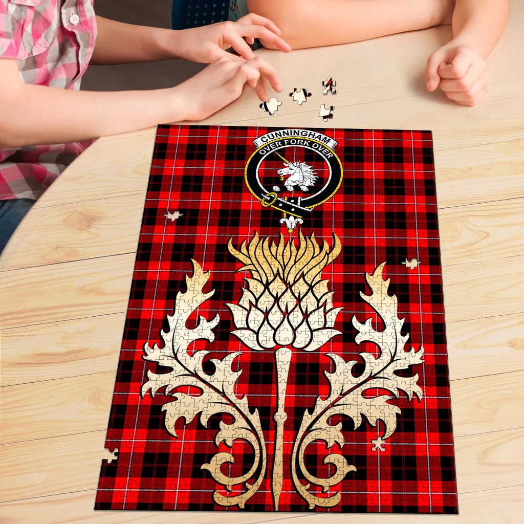 Clan Cunningham Modern Tartan Crest Thistle Jigsaw Puzzles Gift For Family ZD41 Clan Cunningham Tartan Today   