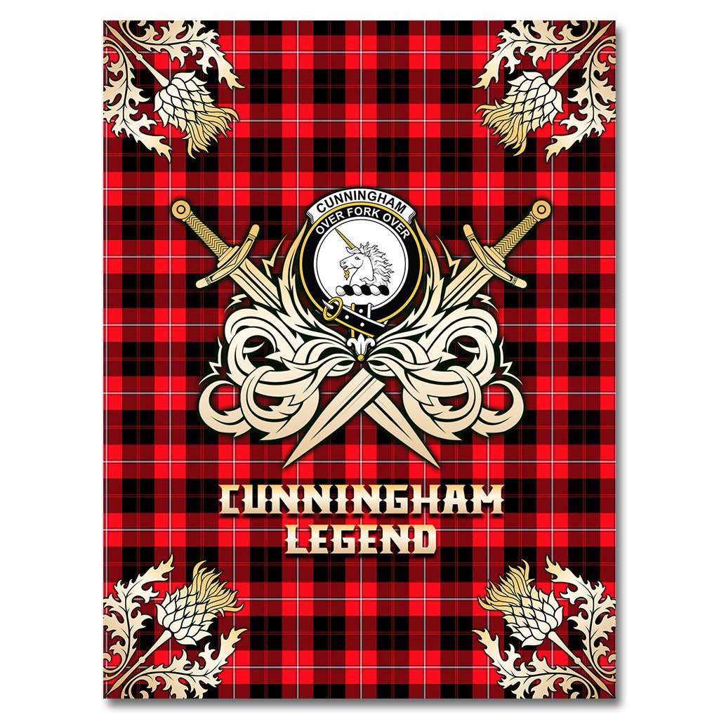 Clan Cunningham Modern Tartan Gold Courage Symbol Blanket MB26 Clan Cunningham Tartan Today   