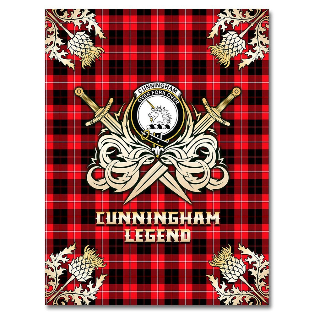 Clan Cunningham Modern Tartan Gold Courage Symbol Blanket MB26 Clan Cunningham Tartan Today   