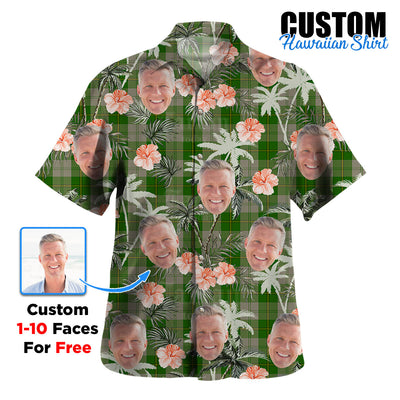 Clan Cunningham Dress Green Dancers Tartan Custom Face Hawaiian Shirt – Unisex Gift for Family Members, Summer Party