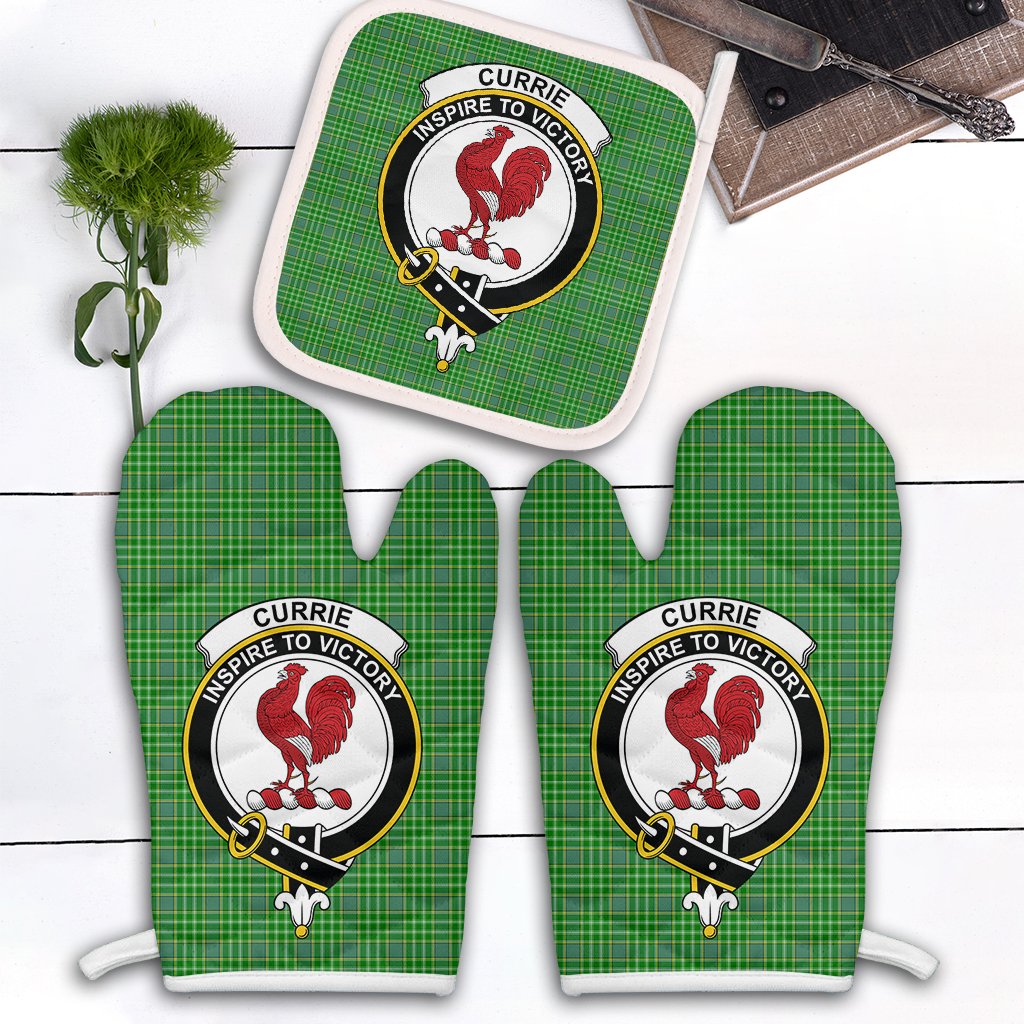 Clan Currie Tartan Crest Oven Mitt And Pot Holder (2 Oven Mitts + 1 Pot Holder) WC98 Clan Currie Tartan Today   