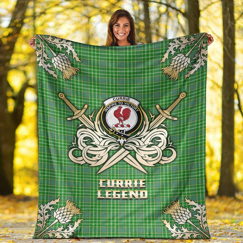 Clan Currie Tartan Gold Courage Symbol Blanket EK53 Clan Currie Tartan Today   