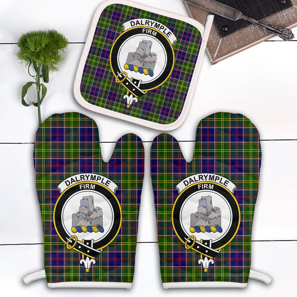Clan Dalrymple Tartan Crest Oven Mitt And Pot Holder (2 Oven Mitts + 1 Pot Holder) SW43 Clan Dalrymple Tartan Today   
