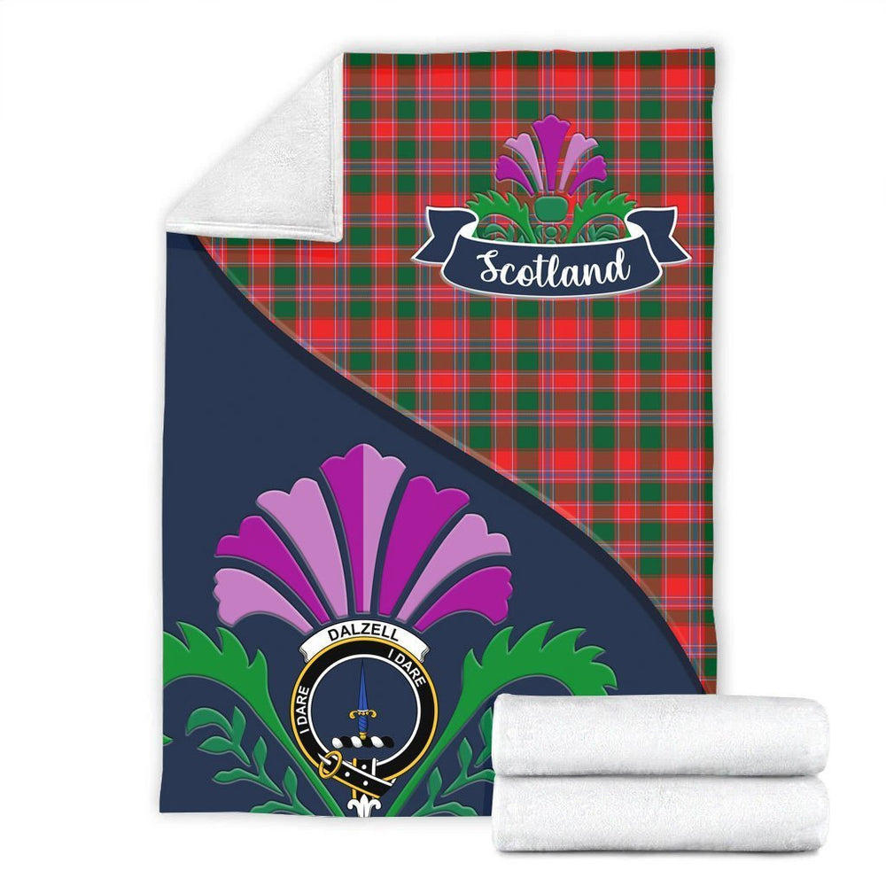 Clan Dalziel Tartan Crest Premium Blanket Thistle Style JA10 Clan Dalziel Tartan Today   