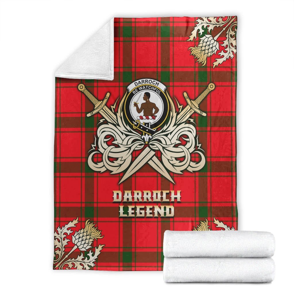 Clan Darroch Tartan Gold Courage Symbol Blanket RQ35 Clan Darroch Tartan Today   