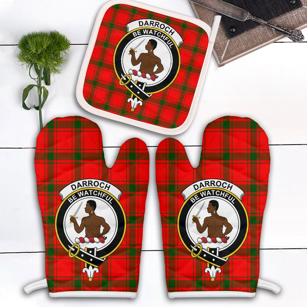 Clan Darroch Tartan Crest Oven Mitt And Pot Holder (2 Oven Mitts + 1 Pot Holder) VS29 Clan Darroch Tartan Today   