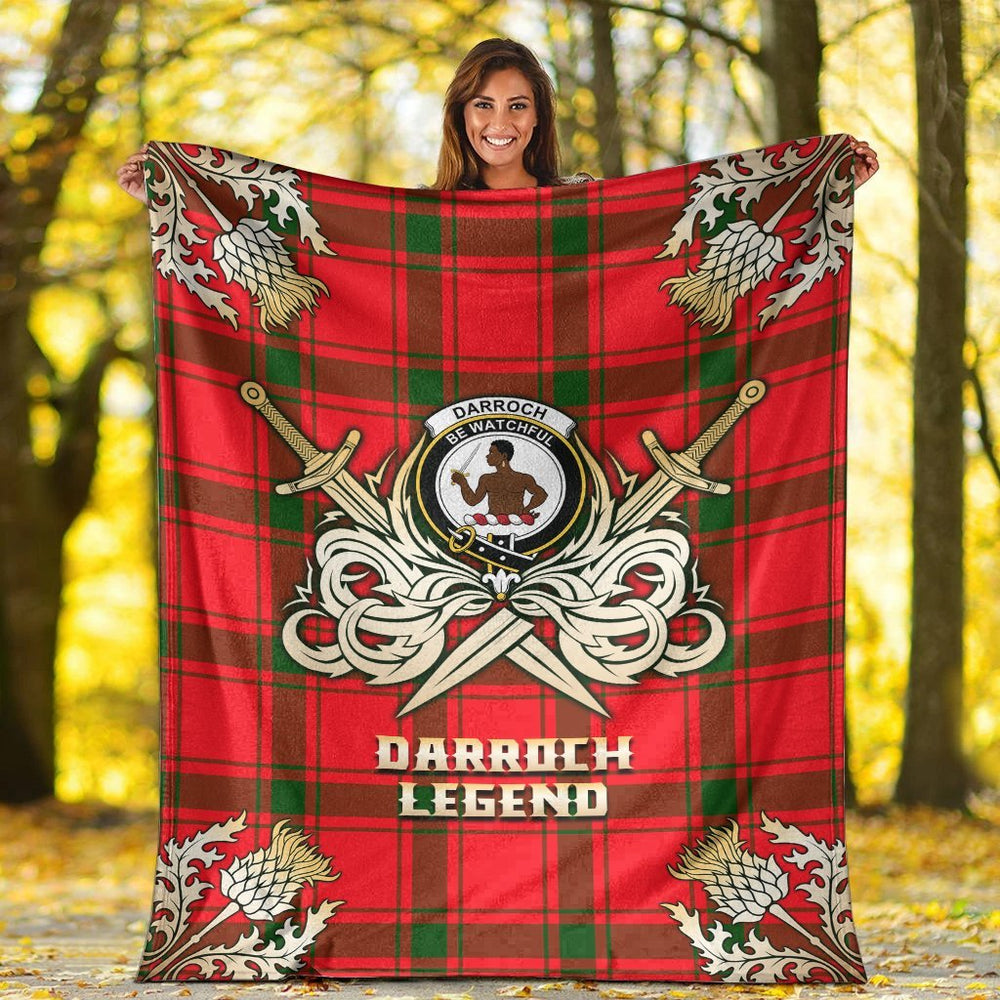 Clan Darroch Tartan Gold Courage Symbol Blanket RQ35 Clan Darroch Tartan Today   