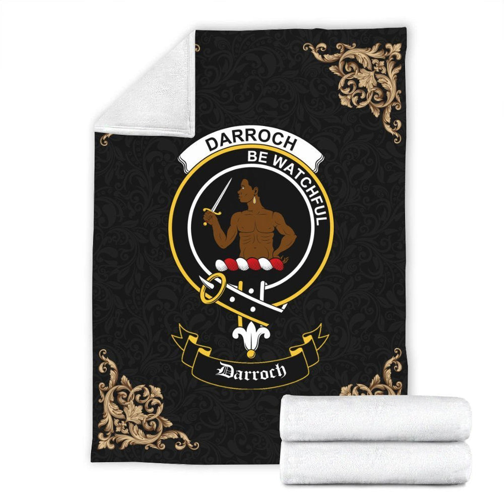 Clan Darroch (of Gourock) Crest Tartan Premium Blanket Black DM21 Clan Darroch Tartan Today   