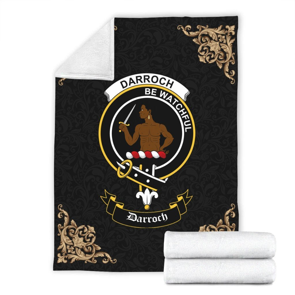 Clan Darroch (of Gourock) Crest Tartan Premium Blanket Black DM21 Clan Darroch Tartan Today   