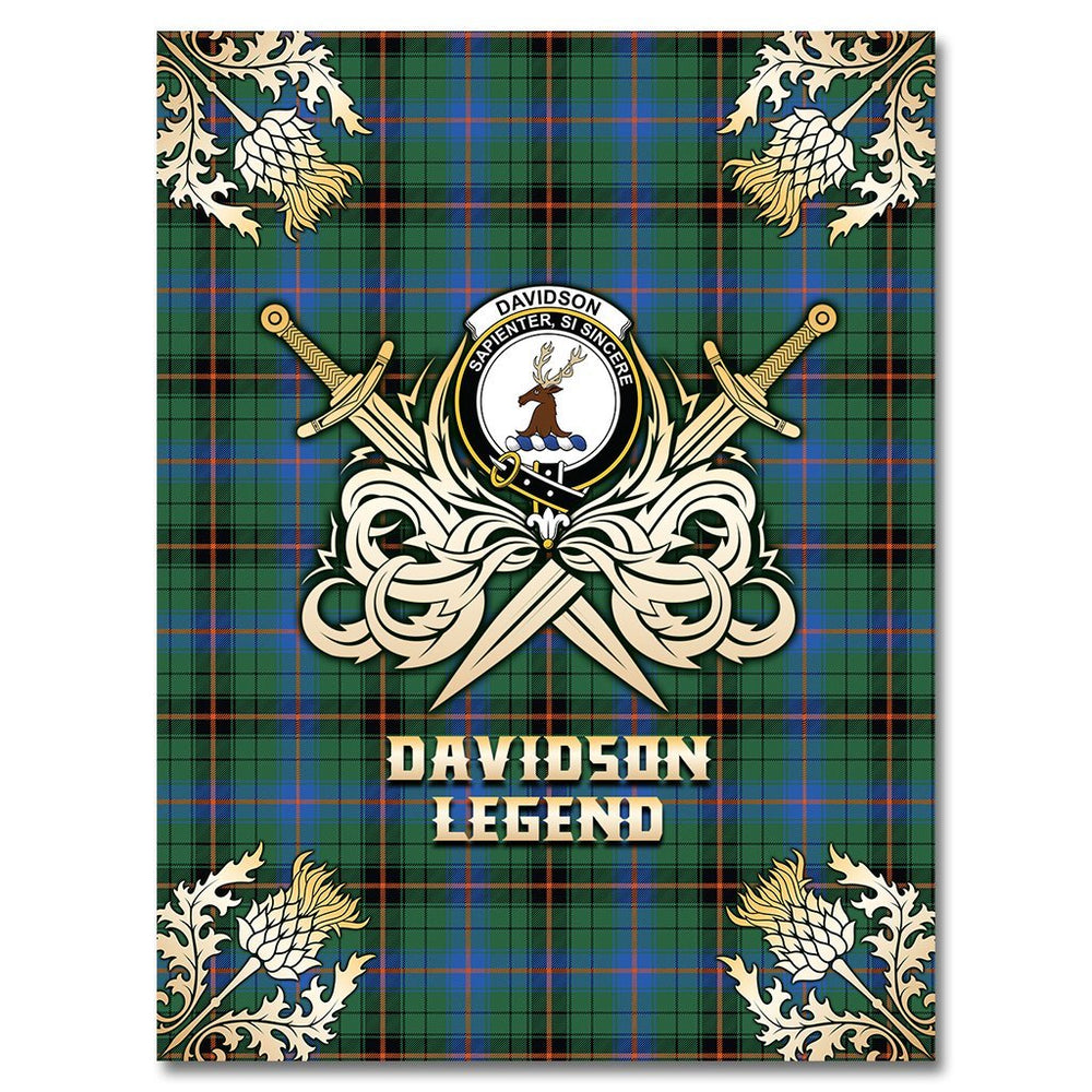 Clan Davidson Ancient Tartan Gold Courage Symbol Blanket TU42 Clan Davidson Tartan Today   