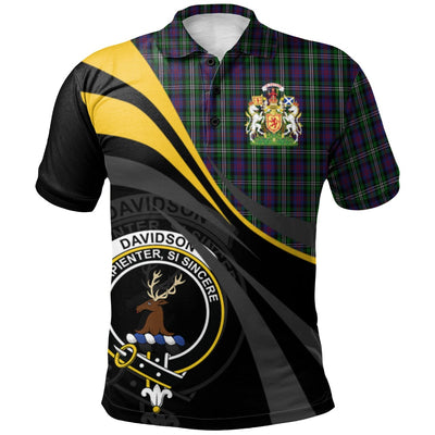 Clan Davidson Double Tartan Polo Shirt - Royal Coat Of Arms Style