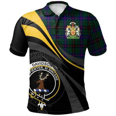 Clan Davidson Modern Tartan Polo Shirt - Royal Coat Of Arms Style