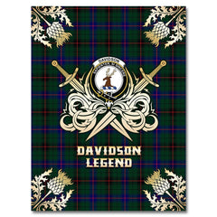 Clan Davidson Modern Tartan Gold Courage Symbol Blanket WC76 Clan Davidson Tartan Today   
