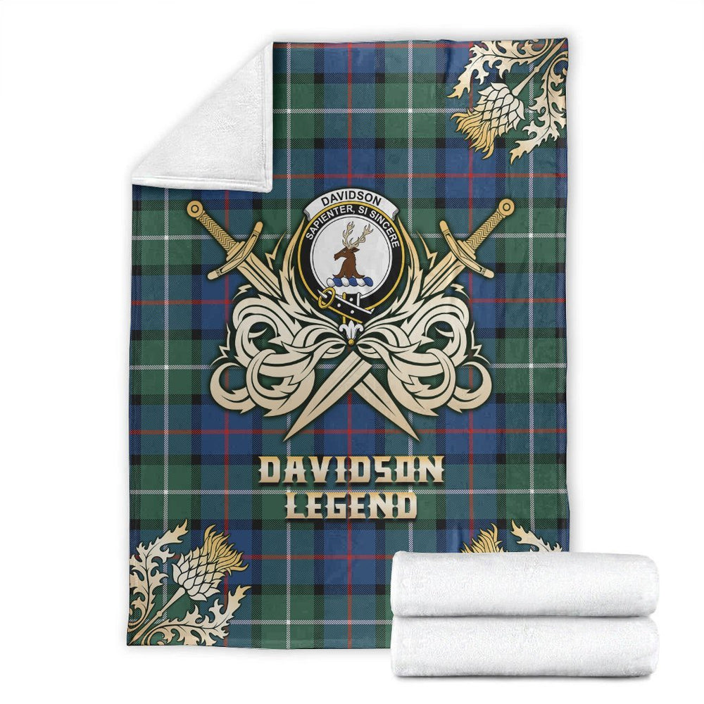 Clan Davidson of Tulloch Tartan Gold Courage Symbol Blanket ZJ34 Clan Davidson Tartan Today   