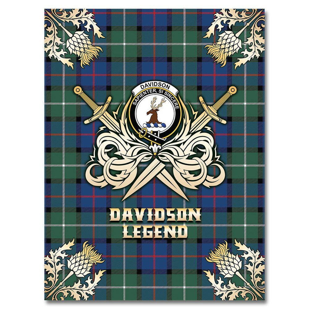 Clan Davidson of Tulloch Tartan Gold Courage Symbol Blanket ZJ34 Clan Davidson Tartan Today   