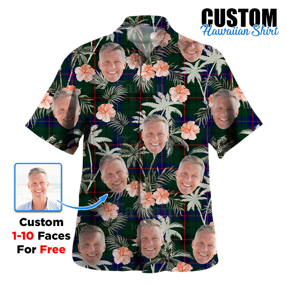 Clan Davidson Modern Tartan Custom Face Hawaiian Shirt – Unisex Gift for Family Members, Summer Party GD36 Davidson Modern Tartan Tartan Hawaii Shirt