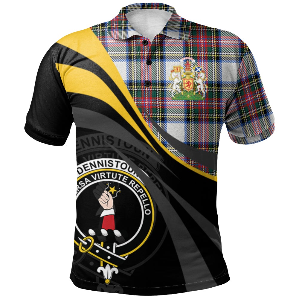 Clan Dennistoun Tartan Polo Shirt - Royal Coat Of Arms Style CW62 Dennistoun Tartan Tartan Polo   