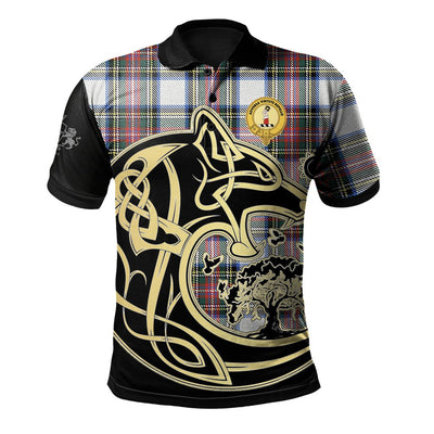 Clan Dennistoun Tartan Polo Shirt Viking Wolf