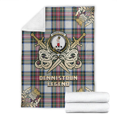 Clan Dennistoun Tartan Gold Courage Symbol Blanket