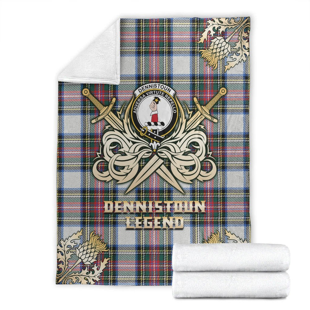 Clan Dennistoun Tartan Gold Courage Symbol Blanket WD96 Clan Dennistoun Tartan Today   