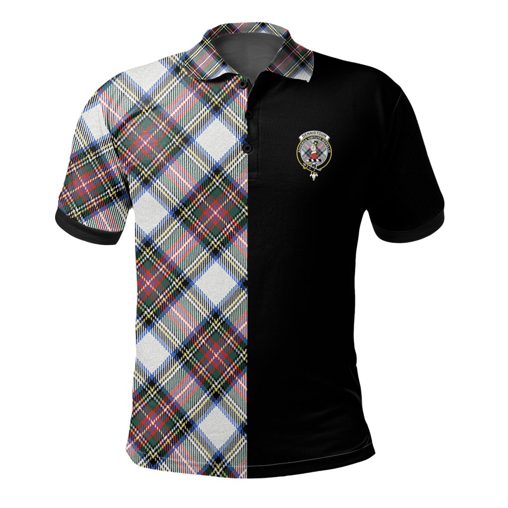 Clan Dennistoun Tartan Polo Shirt Half of Me - Cross Style JM55 Dennistoun Tartan Tartan Polo   