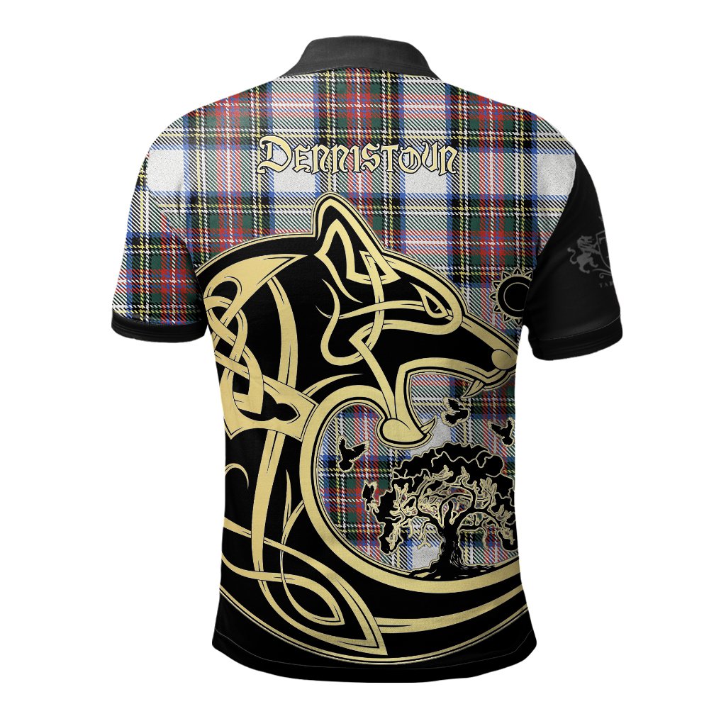 Clan Dennistoun Tartan Polo Shirt Viking Wolf UV66 Dennistoun Tartan Tartan Polo   