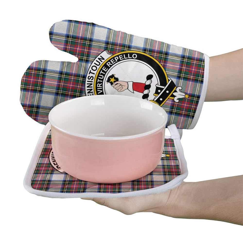 Clan Dennistoun Tartan Crest Oven Mitt And Pot Holder (2 Oven Mitts + 1 Pot Holder) ZC48 Clan Dennistoun Tartan Today   