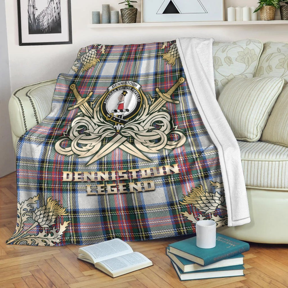 Clan Dennistoun Tartan Gold Courage Symbol Blanket WD96 Clan Dennistoun Tartan Today   